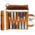 Leather Travel Backgammon Chess Set, Roll Up Folding Classic Board Game Travel Backgammon Set with Drawstring Bag, Portable and Lightweight