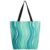 Lecluit Teal Striped Turquoise Stripe Canvas Tote Bag with Zipper,118