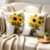 Leebright 2PCS Embroidered Throw Pillow Covers Sunflowers Decorative Flowers Pillow Covers Cotton Linen for Couch Sofa Bed Living Bedroom, 18×18 Inch Farmhouse Floral Pillowcase