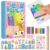 LEERYOUQU Magic Rainbow Scratch Art, Creative Squeegee Painting Kits, Rainbow Scratch Paper Art Set, DIY Postcards Scrath Art Party Favors Novelty Gifts for Girls Boys