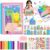 LEERYOUQU Squeegee Art Craft Kit, Creative Painting Kit for Kids, Rainbow Scratch Paper Art Set Notebooks, Magic Dot Scratch Painting Party DIY Gifts for Girls and Boys