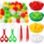 Leitee 71 Pcs Sensory Bin Filler Include 60 Hedge Balls 4 Tweezers 2 Scissors Clips 5 Cups Fine Motor Skills Toys Set for Boys Girls Early Education and Counting Sorting Training (Red Green,Christmas)