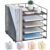 LEKETREE Desk Organizers and Accessories, 5-Tier Paper Letter Tray Organizer with File Holder, Desktop Organizer for Office Supplies (Black)