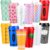 LemonRoad 12 Pack Back to School Teacher Gifts 16 oz Reusable Coffee Cups Bulk Composition Tumblers with Lid Plastic Cups Travel Mug for First Day of School Party Supplies Hot and Cold Drinks