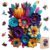 Leodozzio 200Pcs Wooden Jigsaw Puzzle Handmade Flowers Decor 9.2×12.2in