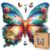LEOGOR Wooden Jigsaw Puzzles for Adults 350 Pieces (16.1 × 15.1 in), Butterfly Puzzle, Extra-Thick 5mm Wood, Colorful Mosaic with Unique Animal Shapes, Premium Artistic Gift for Adults and Teens