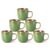 LERATIO Ceramic Coffee Mugs Set of 6,12oz Handmade Coffee Mugs Set with Large Handle for Cappuccino/Latte/Tea/Hot Cocoa, Dishwasher & Microwave Safe-Sage Meadow Green