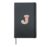 Letter J Initial Retro Flowers Floral 70s Peach Pink Women Hardcover Journal, Black