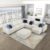 Lexicon 140 Inch Sectional Couches for Living Room-Modular Sectional Sofa, Pull Out Bed, Storage Ottoman, 8 Pillows, Reversible Storage Chaise, Adjustable Backrests, U Shaped 7 Seater, Fabric Beige