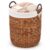 LGENHOOM Round Woven Laundry Basket with Removable Liner, Handwoven Water Hyacinth Clothes Hamper Basket with Handles