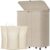 Lifewit 185L Plastic Laundry Basket with Lid, Large Clothes Hamper with Wheels and Removable Bag, Tall Collapsible Rolling Storage Bin for Dorm Bedroom Bathroom, 3 Sections, Beige