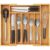 Lifewit Expandable Silverware Drawer Organizer, Adjustable Cutlery and Flatware Tray, Natural Wood Utensil Holder for Spoons Forks Knives, 10.6-19.1 x 13 x 1.8 Inches