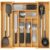 Lifewit Silverware Drawer Organizer, Expandable Utensil Tray for Kitchen, Flatware and Cutlery Holder, Wood Adjustable Storage for Spoons Forks Knives, 10.2-18.1 x 16.7, Natural