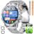 LIGE Military Smart Watch for Men,60 Days Ultra Long Battery&LED Flashlight,1.7”Large Screen,IP68 Waterproof Smartwatch, Bluetooth Call,Heart Rate/Sleep Monitor,Fitness Tracker for iOS Android,Sliver