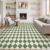 LIVEBOX Washable 8×10 Diamond Rugs for Living Room, Non-Slip Checkered Rug Soft Modern Neutral Geometric Plaid Area Rug for Bedroom, Large Farmhouse Carpet for Office Kids Room Classroom Dorm, Green