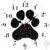LKMTBKH 12″ Silent Wall Clock, Round Wall Clock, Black Paw Prints