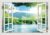 ‌Lmyhome Fake Window Wall Mural -Spring Lake Landscape Peel and Stick Wall Sticker Decal for Home Decor (16″x24″)