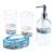Locco Decor 4 Piece Acrylic Liquid 3D Floating Motion Bathroom Vanity Accessory Set Oceam Theme Sea Shell Conch Toothbrush Holder, Tumbler, Soap Dispenser, Soap Dish