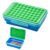 LockerMate by Bostitch Expandable Pencil Box with Pop-It Top Collapsible Pencil Case for Craft and School Supplies, Green/Blue