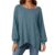 Long Sleeve Shirts for Women Asymmetrical Hem Ribbed Knit Tops Blue