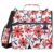 Lovely Floral Red White 3 Rings 1.5 inch School Zipper Binder with Shoulder Strap Multiple Pockets Document Organizer Bag for Office School