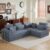 L Shaped Sectional Sofa, Modular Corduroy Sleeper Couch Dark Gray
