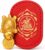 Lucky Turtle Wallet Charm,Golden Turtle Purse Bag Feng Shui Gift,Lucky Coin Turtles Talisman with Leather Pouch,Mini Gold Turtles Wallet Charm with Coin Biting Design for Daily (Red)