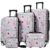 Luggage Sets, 20″/24″/28″ Suitcases and 8″/14″ Cases, Green & Pink Flower