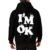 Luijeiyxa Men’s Black Streetwear Hoodie, I’M OK Text Graphic Print Soft Fleece Pullover Sweatshirt Daily Casual Outfit (black,XX-Large)