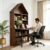 LUKYRA Folding Craft Desk with Storage Shelves, Convertible Hideaway Bookshelf Stand, Foldable Table for Small Spaces, Multifunctional Vanity Workstation