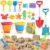 LullaBlock Beach Toys for Kids, Sand Toys Set with Collapsible Sand Bucket, 20” Shovel, Marine Life & Vehicles Molds Sand Castle Toys and Storage Bags, Travel Beach Toys for Toddler 4-8