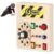 LUMINFLY Wooden Educational Busy Board with LED Light Switches, Sensory Board Toy, Travel Light Up Toy, Learning Fidget Toy for Hand Eye Coordination and Color Recognition