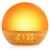 LUMLLSAJI Sunrise Alarm Clock, White Noise Sound Machine, Gentle Alarm Clocks for Bedrooms, Wood Grain, 24 Soothing Sounds, 17 Night Lights, Dimmable Clock, Dual-Alarm for Heavy Sleepers