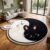 Lush Rugs Handtufted Area Rug 4x4ft Yin Yang Bunny Cute Rabbit Carpet New Zealand Wool Animal Pattern Handmade Rugs for Living Room Entryways and Kids Room Décor (Black and White)