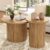 LUXOAK Nesting Coffee Table Set of 2, Mid Century Modern Round Coffee Tables, Wood Slat Side Table Set for Living Room, Office, Balcony (Natural Oak)