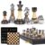 Luxury Large Metal & Acrylic Chess Set with Wooden Chess Board (17”) – Weighted Metal Pieces with 3.5” King, Foldable Tournament Chess Set for Adults & Kids, Professional Family Board Game
