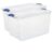 LUYKNZCH 2-Pack 66 Quart Clear Plastic Storage Bins With Blue Latch Lids, Stackable Indexed Lid Large Organizer Boxes, See-Through Containers For Bulky Clothes Blankets Sports Gear Home Closet