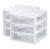 LUYKNZCH 2-Pack Small 3-Drawer White Countertop Organizer, Stackable Clear Visible Storage Unit With Drawer Stops, Compact Desktop Shelf For Office Supplies, Beauty Items, Dorm & Home Item