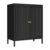 LYMOUYEE Metal Accent Storage Cabinet for Bedroom, LivingRoom, Office,Kitchen- Metal Locker Cabinet with 1 Adjustable Shelves-Bathroom Floor Storage Cabinet Freestanding Organizer(Stripe Door, Black)