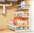 LYSENDUO Under Sink Organizer, 2 Pack White Wire Basket Shelves, Adjustable Cabinet Storage Rack (White, 1 Pack)