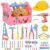 Magic4u Toy Tool Set Girl Pretend Play Construction Tool Accessories Tool Toys with Hat Tool Box Tape Measure Toy Electric Drill Hammer