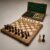 Magnetic Black Walnut Wooden Chess Set, 15 Inch Folding Chess Board with Green Storage Inserts, Staunton Pieces, 2 Extra Queens and Protective Bag for Travel and Home Play