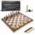 Magnetic Chess & Checkers Set | 15″ x 15″ Foldable Wooden Board