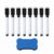 Magnetic Dry Erase Markers with Erasers, 8 Pack Black Whiteboard Markers with Flexible Tips, Quick Dry Low Odor Ink, Magnetic Caps and 1 Magnetic Whiteboard Erasers for Office, Classroom, Fridge