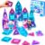 Magnetic Tiles 50pcs Light Up Ice Castle Travel Magnetic Tiles with 2 Magnetic Action Figures Playset, Magnet Tiles Set in Storage Tin Box, STEM Toy Gift for Kids Ages 4-8