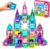 Magnetic Tiles 50pcs Light Up Travel Magnetic Tiles with 2 Magnetic Action Figures Playset, Magnet Tiles Set in Storage Tin Box, STEM Toy Gift for Kids Ages 4-8