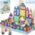 Magnetic Tiles Travel Set for Kids: 60pcs On-The-Go Holds 6-8 Layers