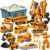 Magnetic Transform Engineering Car Assembled Toys, Construction Vehicles with Storage Box, 7 in 1 Robot Toys Set, Magnetic Blocks for Kids Age 3-8 Year Old Boy Gift, Outdoor Toddler Activities Toys