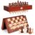 Magnetic Travel Chess Set with Wooden Folding Board – 12 Inch Portable Magnetic Chess Board Game with Handcrafted Wooden Pieces, 2 Extra Queens, Strategy Chess Set for Adults Kids Beginners