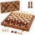 Magnetic Wooden Chess Set and Checkers Board Game for Adults Kids （p